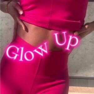 Lululemon Glow Up Set Tank and HR Tight 25” Dark Pink size 8